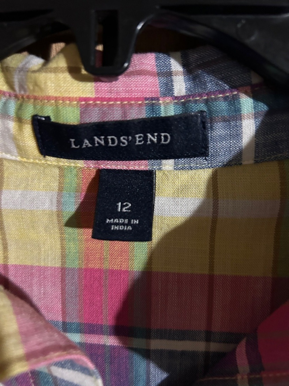 Lands' End Multicolor Plaid Button-Front Shirt Dress - Picture 2 of 7